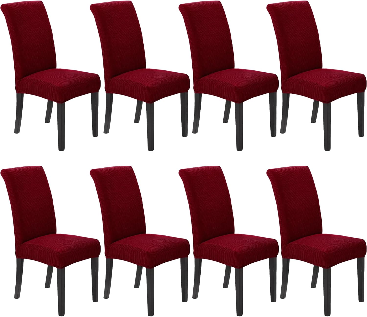 Howhic Stretch Chair Covers for Dining Room Set of 8, Red Dahlia