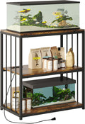 20 Gallon Fish Tank Stand with Power Outlet - Stable 3-Tier Storage