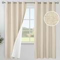 Beige Linen Blackout Curtains 72 in Length - Thermal Insulated Panels