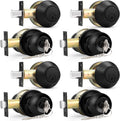 Probrico Flat Black Entry Door Knobs and Deadbolt Combo Set - Keyed