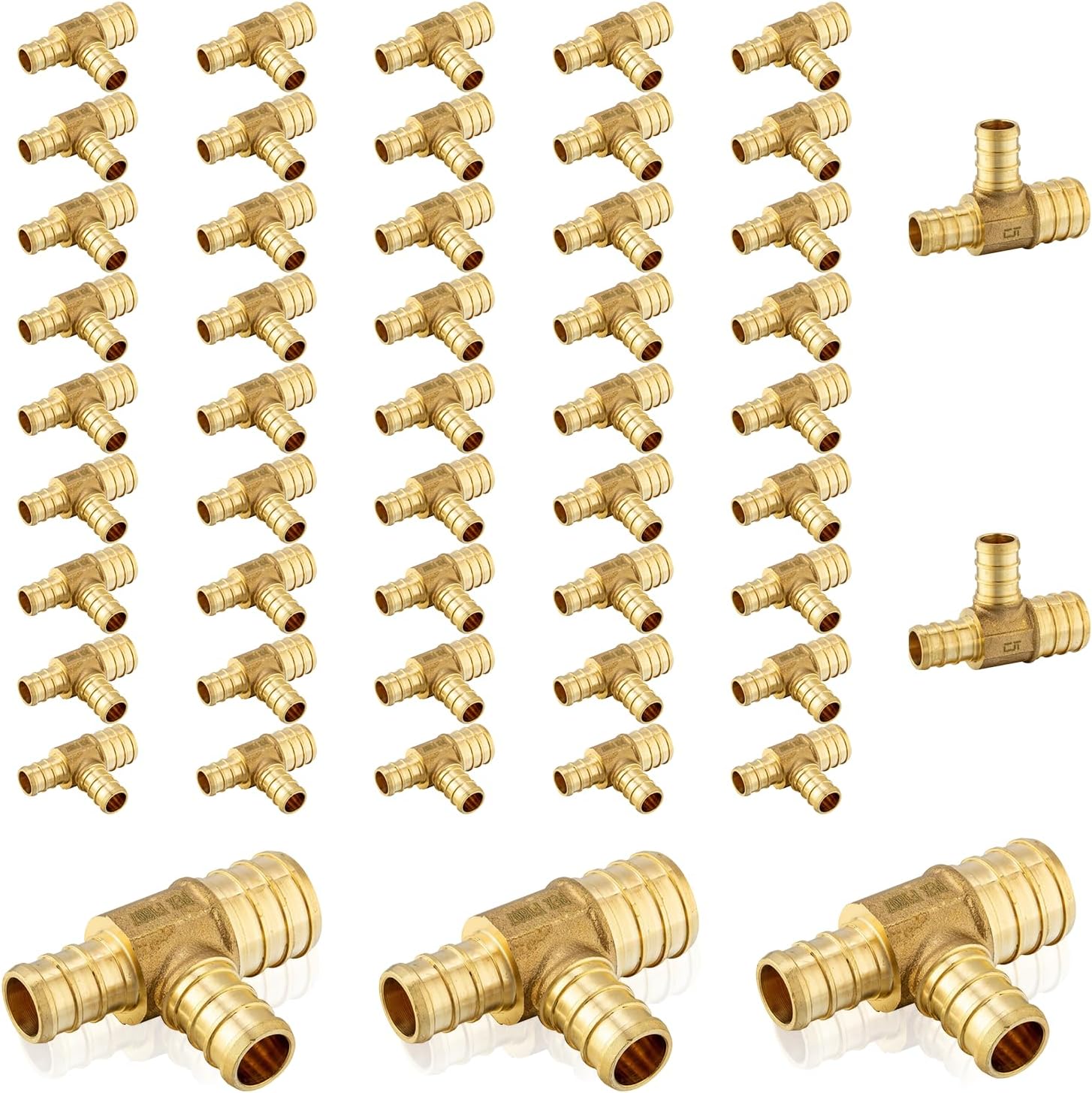 PEX Fittings 50-Pack 3/4in x 1/2in Reducing Tee for Plumbing
