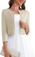 OmicGot Women's Camel 3/4 Sleeve Cropped Bolero Shrug Cardigan - Soft