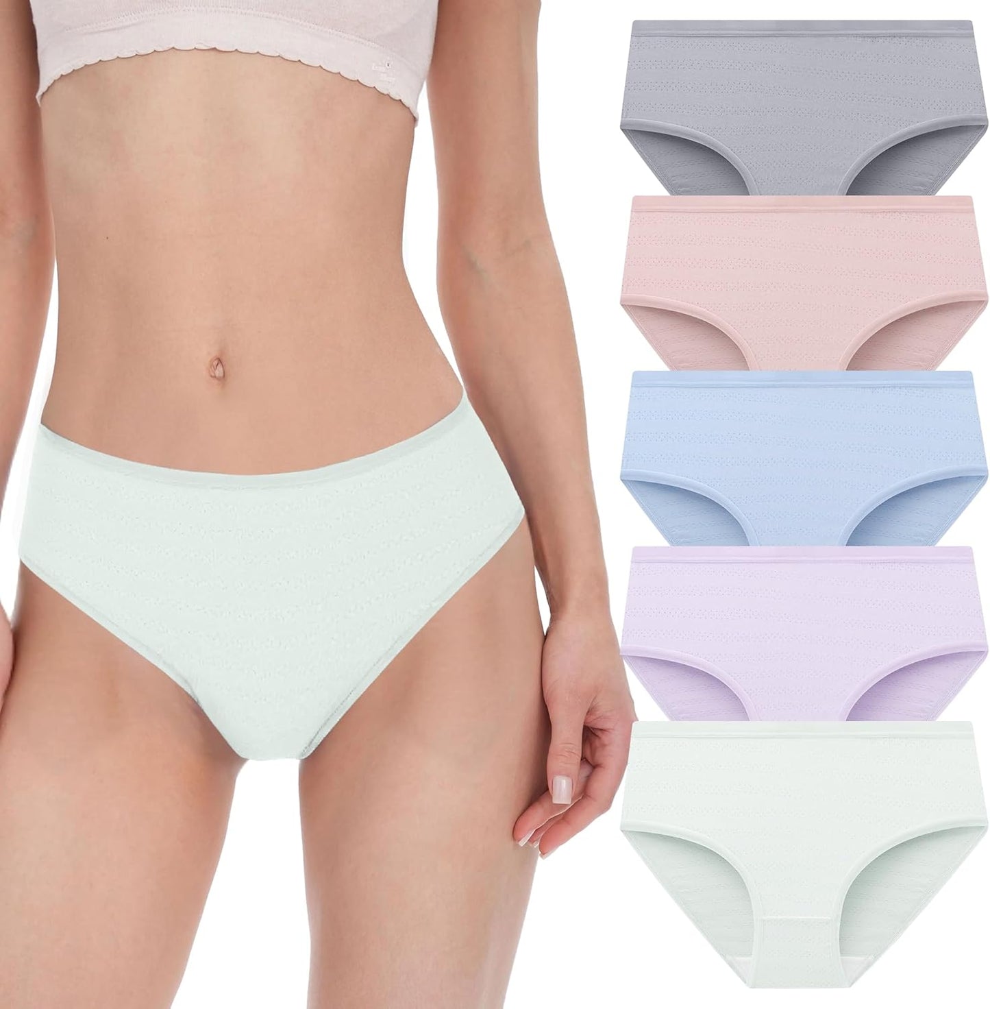 Bamboo Cool Womens Underwear Mesh Breathable Briefs 5-Pack