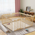 Baby Playpen Natural Wood Foldable Play Yard for Babies - Spacious