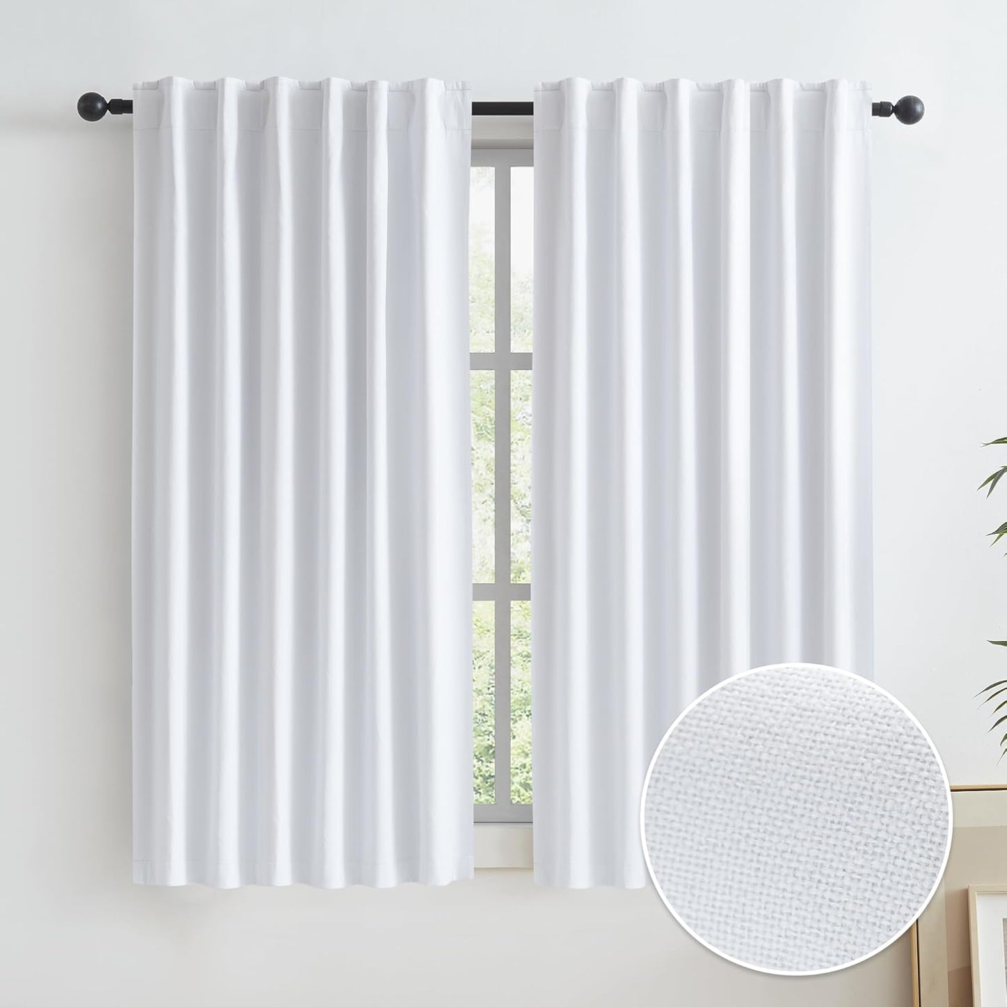 KEQIAOSUOCAI 100% Blackout Linen Curtains for Bedrooms