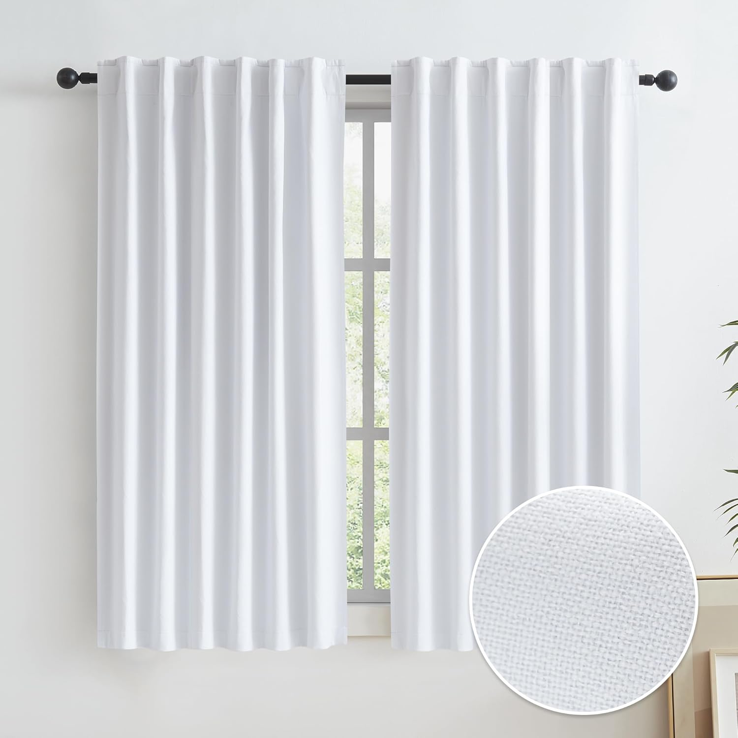KEQIAOSUOCAI 100% Blackout Linen Curtains for Bedrooms