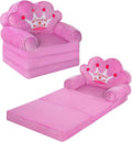 MOONBEEKI Kids Couch Fold Out Princess Chair for Toddlers - Foldable