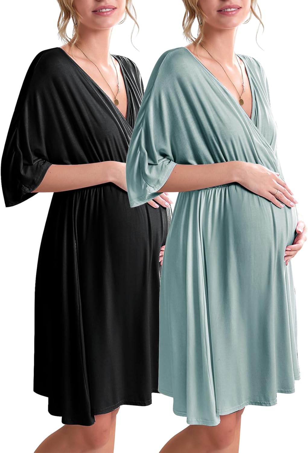 Ekouaer 3 in 1 Labor Delivery Hospital Gown for Moms