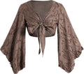 Women's Boho Tie Front Bell Sleeve Top - Country Concert Ready