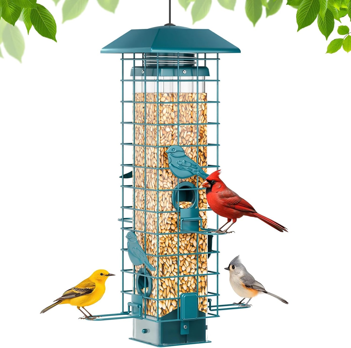Squirrel Proof Metal Bird Feeder with Removable Base for Easy Cleaning