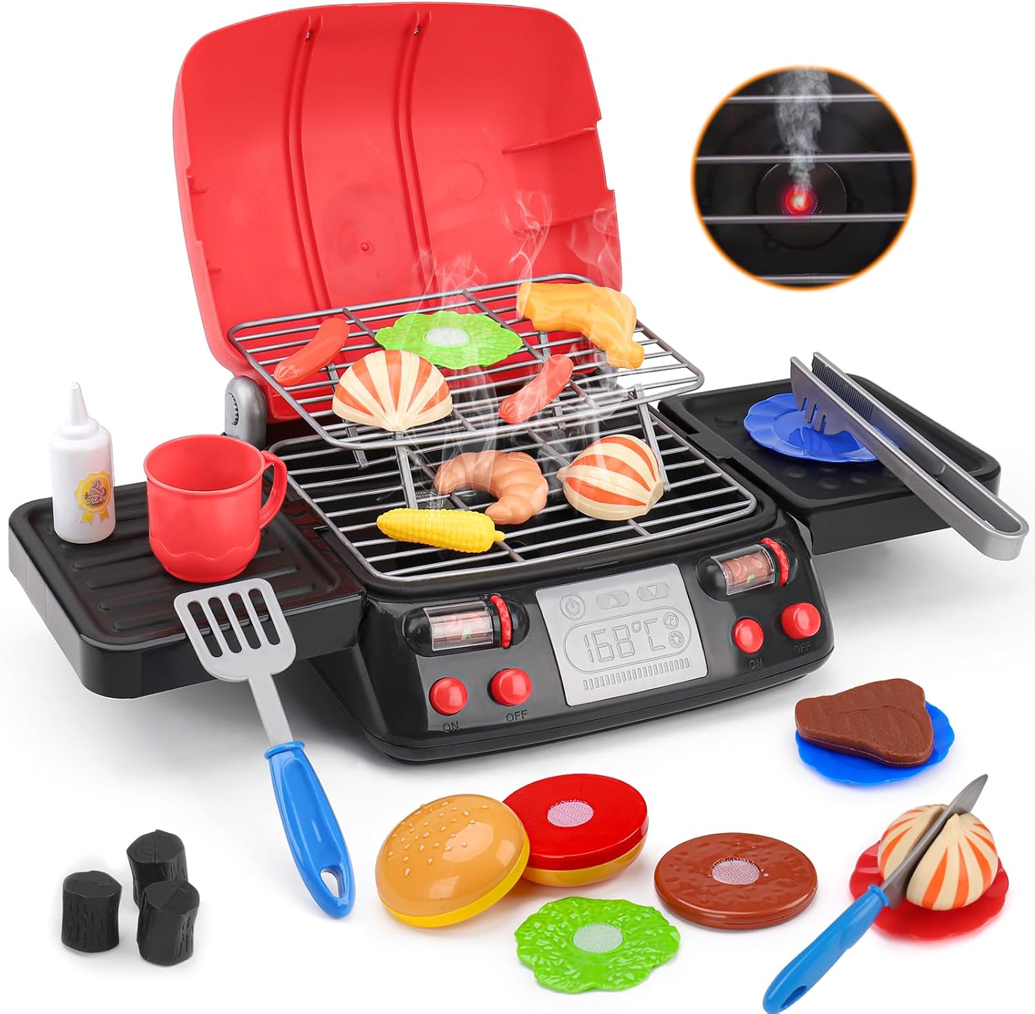 Interactive BBQ Playset for Kids - Pretend Grill with Sound & Light