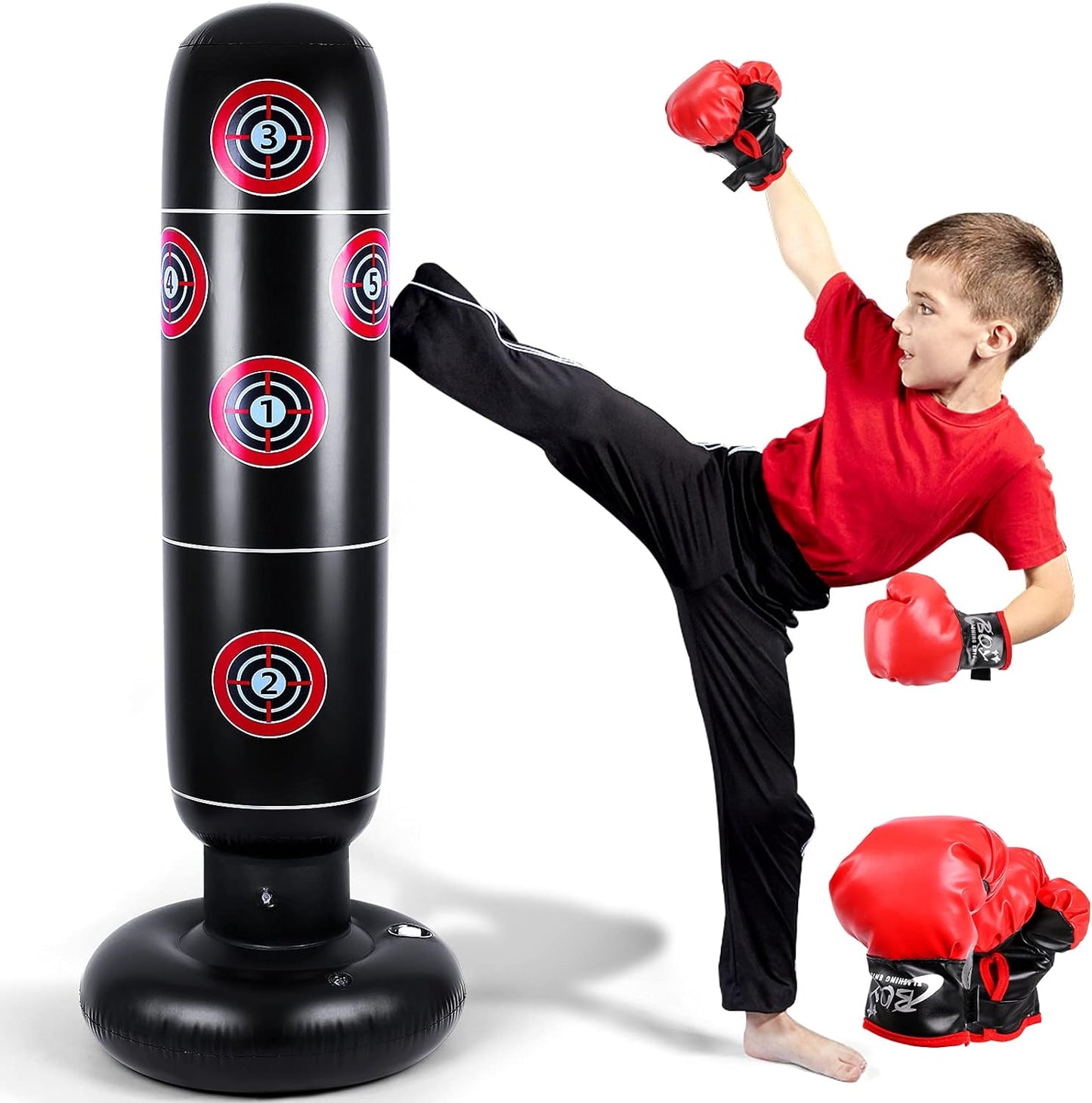 63 Inflatable Kid Boxing Bag - Bounce Back Sports Toy for Kids