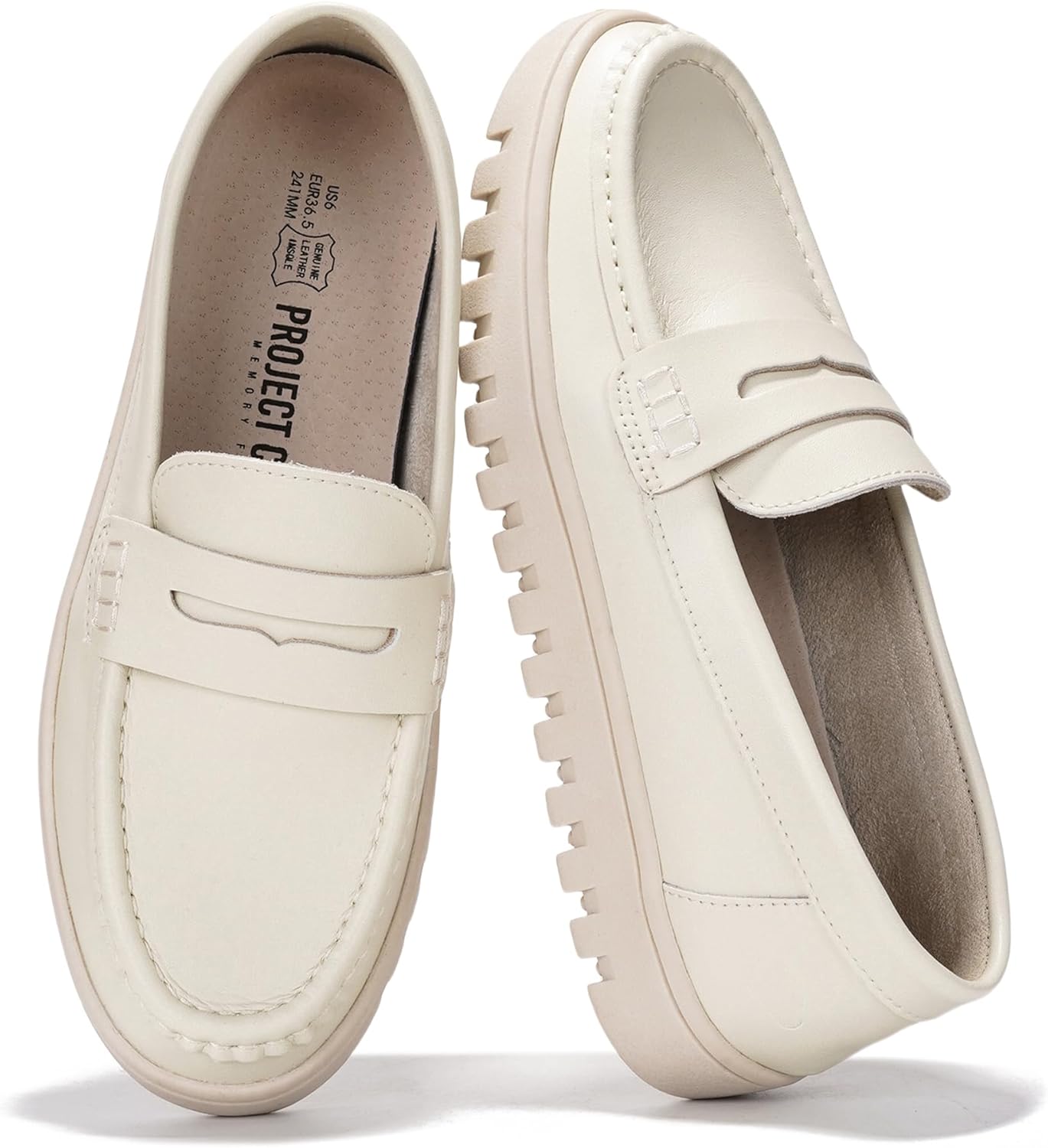 Project Cloud Genuine Leather Loafers for Women with Memory Foam