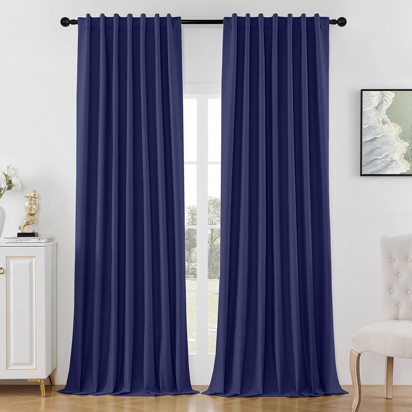 Joydeco Linen Blackout Curtains 108 Inches Long for Bedrooms