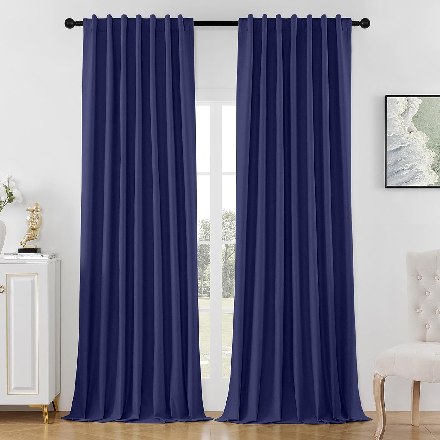Joydeco Linen Blackout Curtains 108 Inches Long for Bedrooms