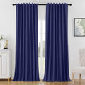 Joydeco Linen Navy Blue Curtains 84 in Length - Thermal Blackout