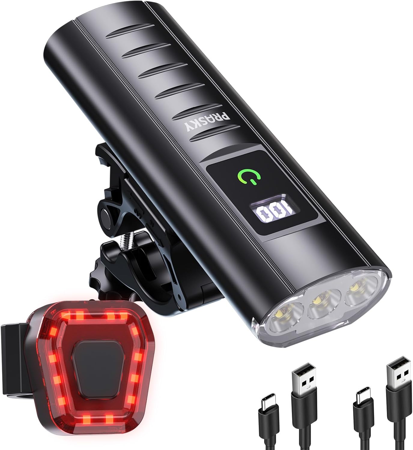 Super Bright Bike Lights for Night Riding - USB Rechargeable Set