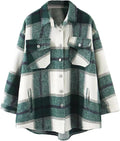 Womens Wool Blend Plaid Flannel Shackets Jacket - Lightweight Layer