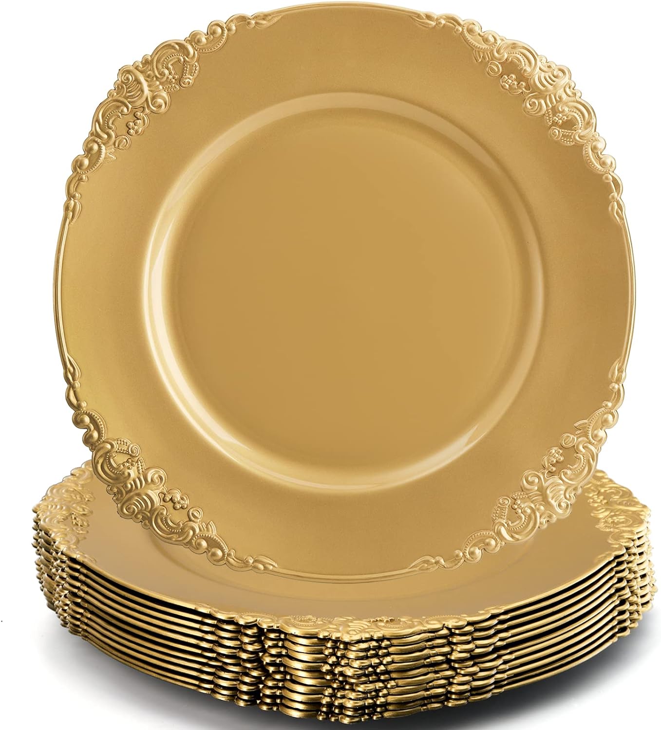 Embossed Gold Charger Plates - Elegant Table Decor