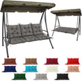 3 Seat Cushion for Outdoor Swing 60x40 in (Dark Gray) - Waterproof 4in