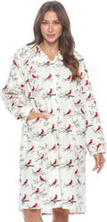 Casual Nights Women's Floral Snap Front Flannel Duster - Cozy