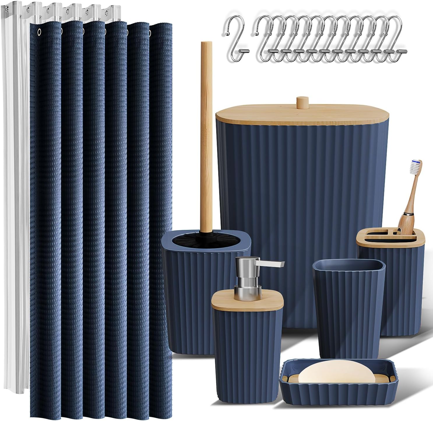 Navy Blue Bathroom Accessories Set - 20PC Complete Set