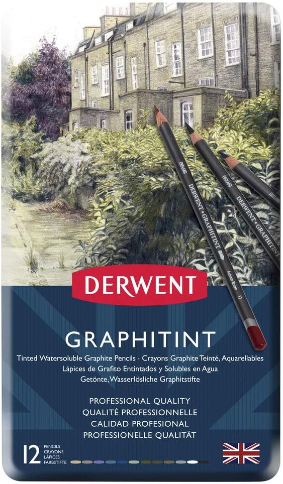 Derwent Graphitint Pencils in Metal Tin for Vibrant Artistry