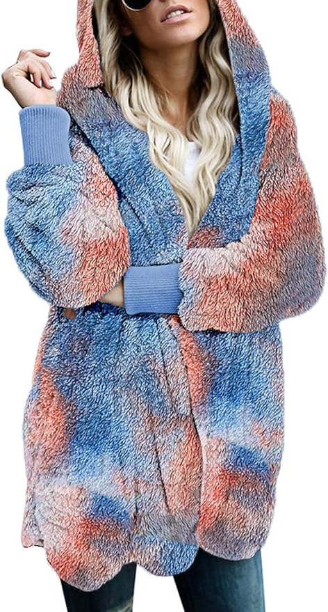 Dokotoo Womens Winter Long Sleeve Fuzzy Fleece Hooded Cardigan