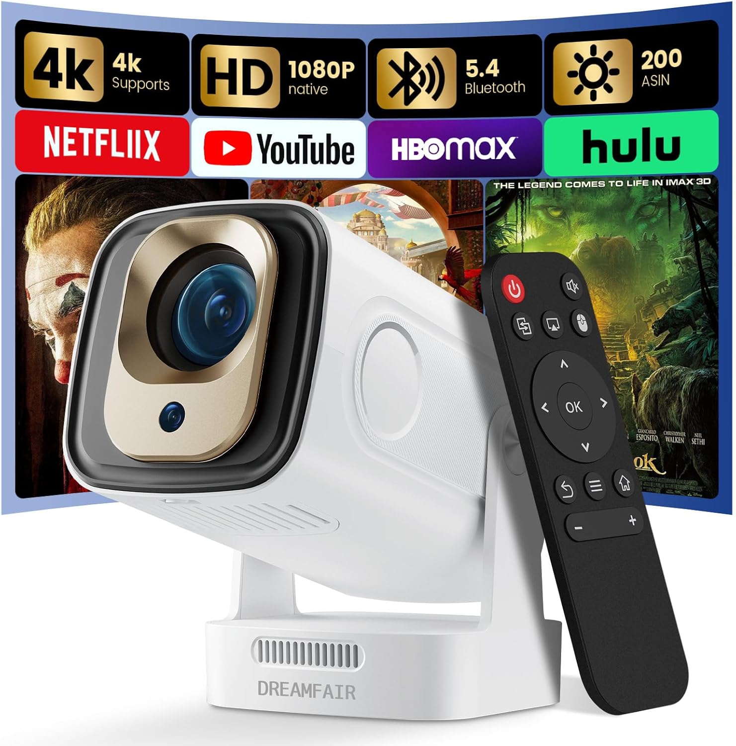 Mini Projector with WiFi and Bluetooth for Stunning 4K Movies