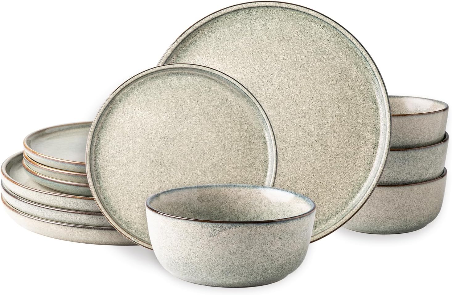AmorArc Ceramic Dinnerware Set for 4, Unique Glaze Plates