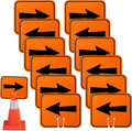 Traffic Arrow Cone Top Directional Signs 12 Pack - Durable Outdoor