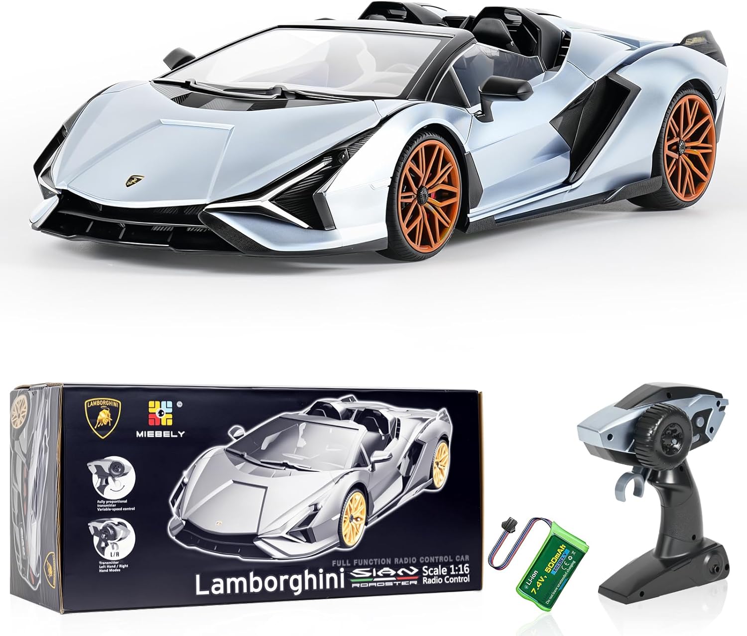 Officially Licensed Lamborghini RC Car - High Speed 1:16 Scale Model with LED Lights - Perfect Gift Idea