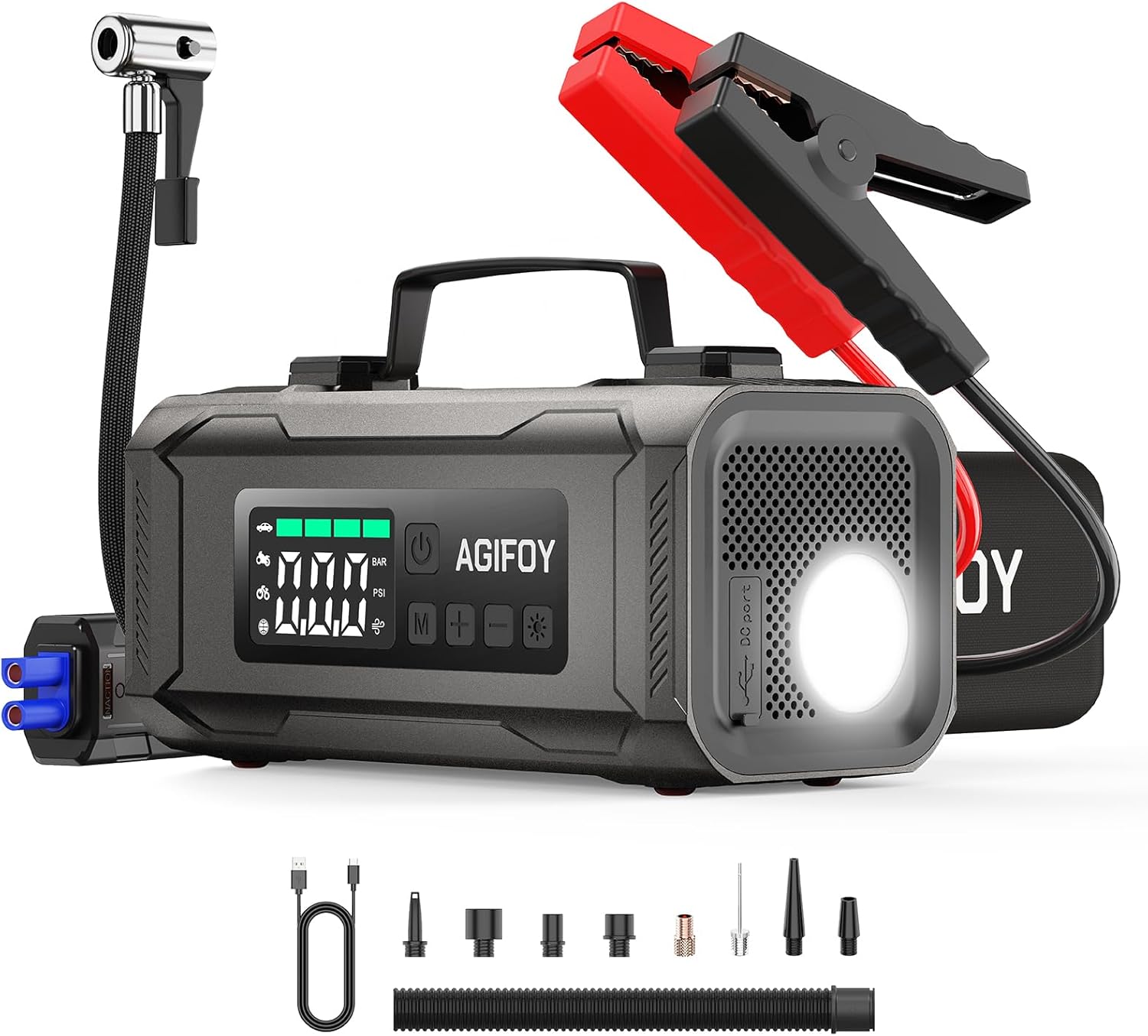Agifoy 6-in-1 Car Jump Starter & Air Compressor