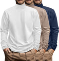 Men's Big and Tall Turtleneck Shirts 3 Pack - Comfortable Cotton Fit