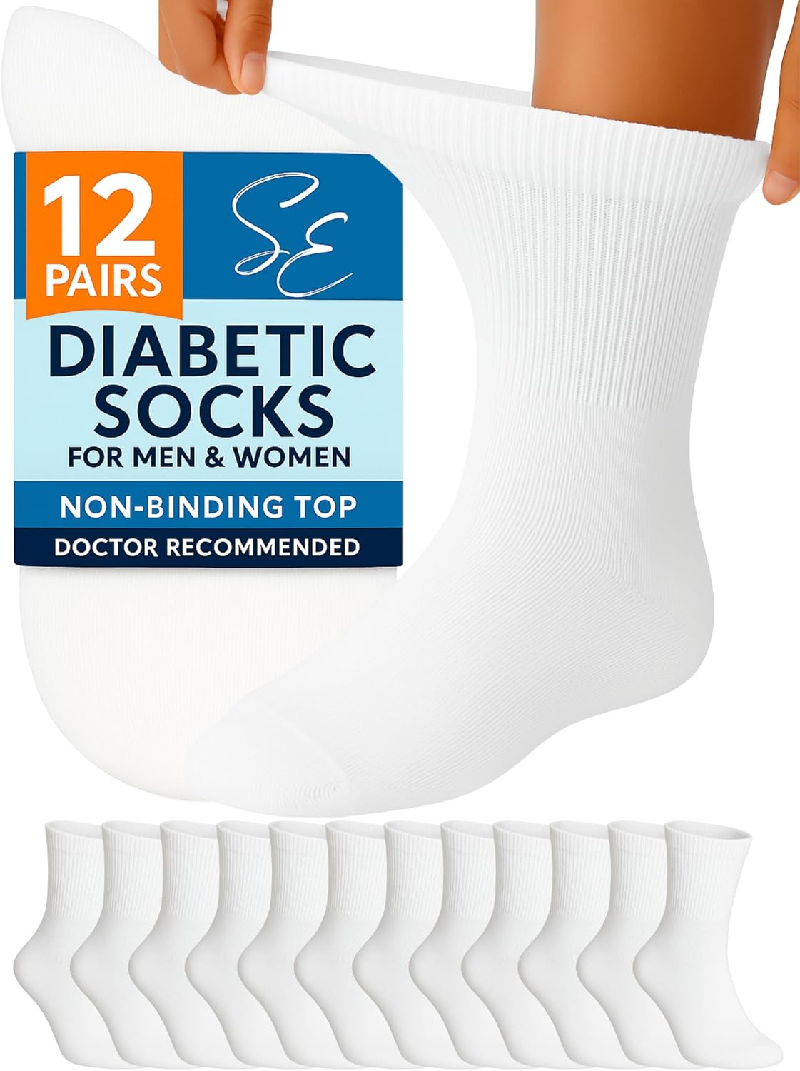 Special Essentials Diabetic Socks for Men & Women - 12 Pairs