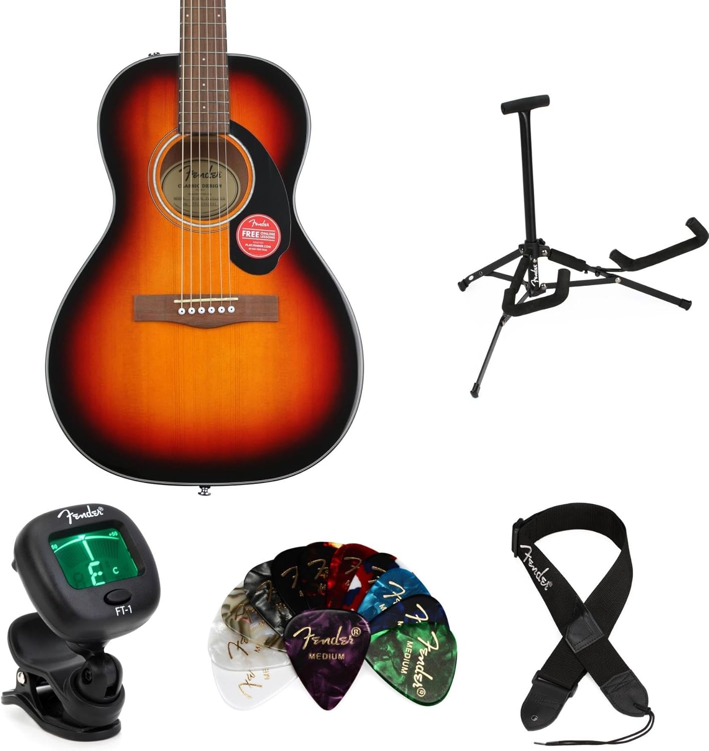 Fender CP-60S Parlor Bundle - Rich Tone & Accessories