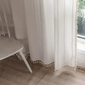 Boho Curtains Semi-Blackout 84 in 2 Panels - Linen Tassel Drapes