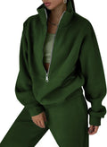 Himosyber Women Sweatsuits Half Zip Fleece Sweatshirt and Pant Set