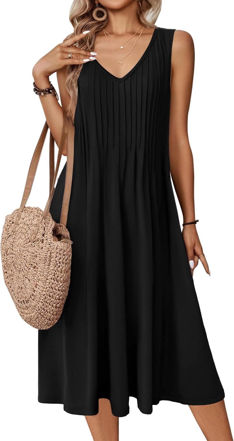 Zeagoo Women Summer Casual Dress 2025 Midi Swing Tank Sundress