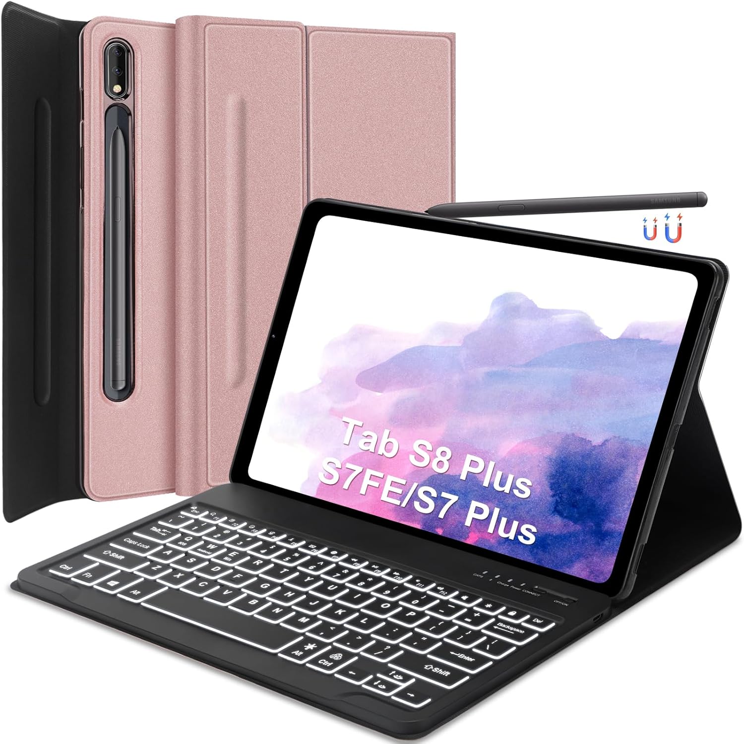 Samsung Galaxy Tab S8+/S7 FE/S7 Plus Keyboard Case with Backlit