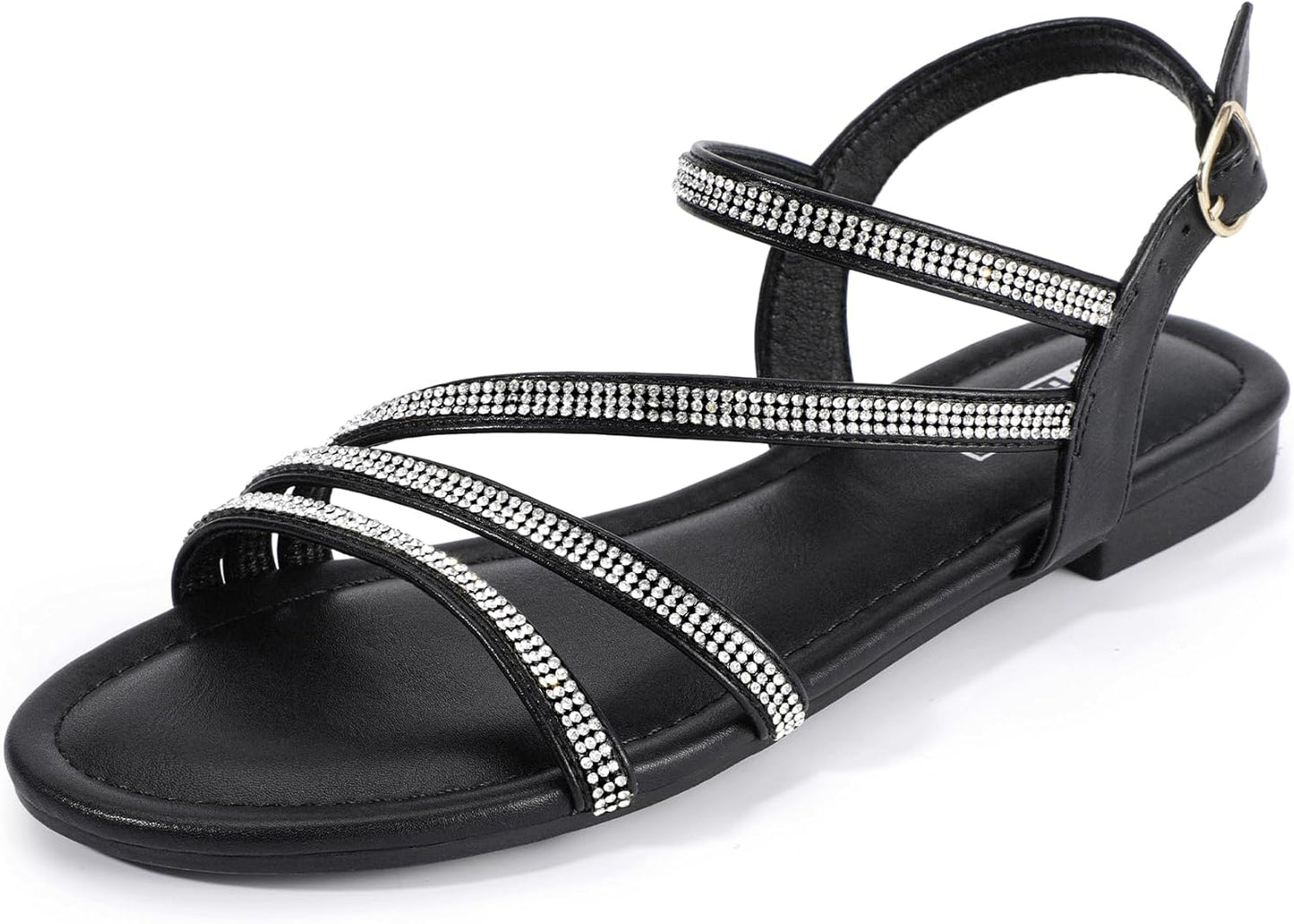 IDIFU Rhinestone Strappy Sandals: Sparkly Summer Comfort