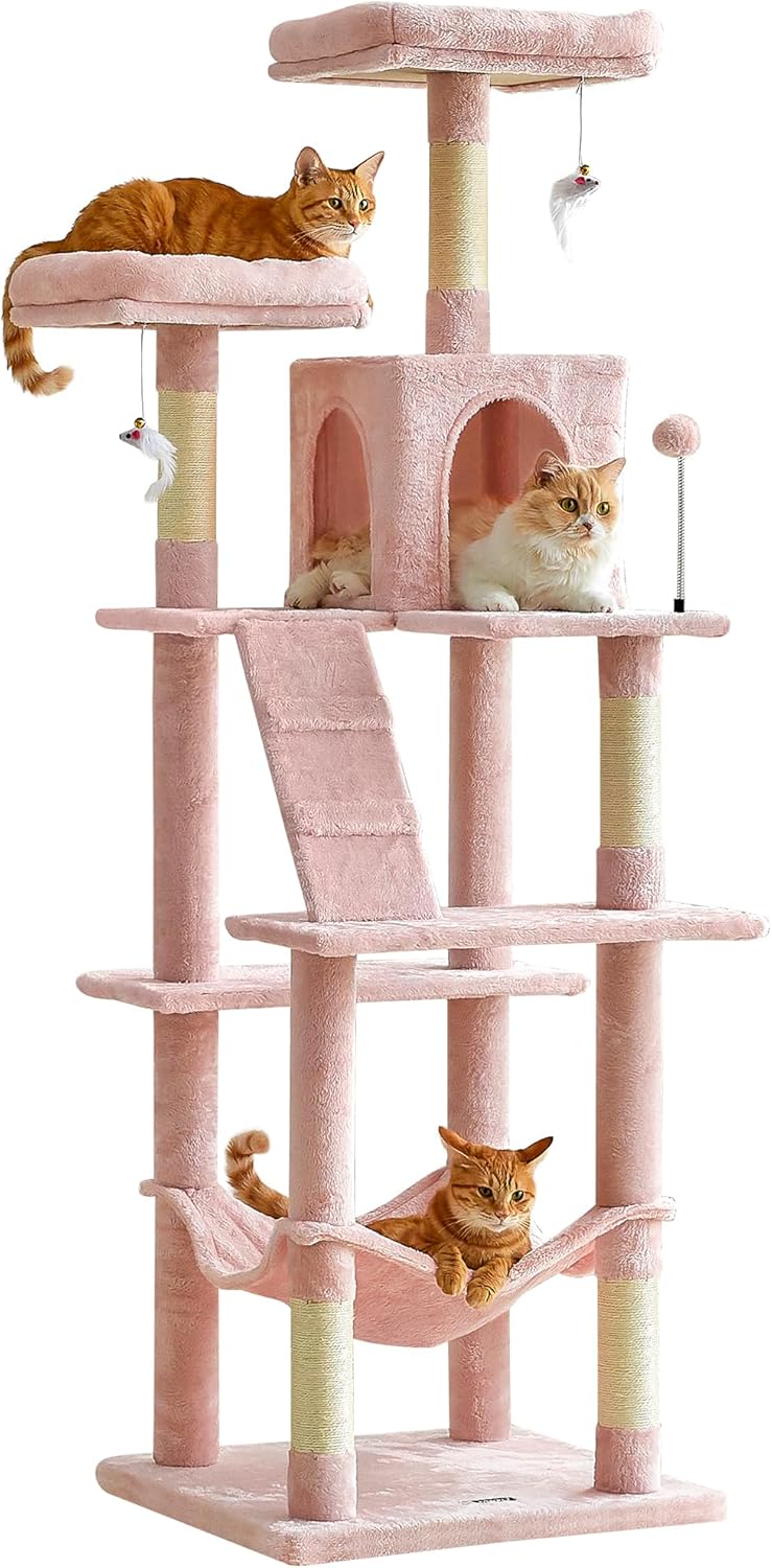 MWPO 70.1-Inch Pink Large Cat Tree for Indoor Cats and Kittens