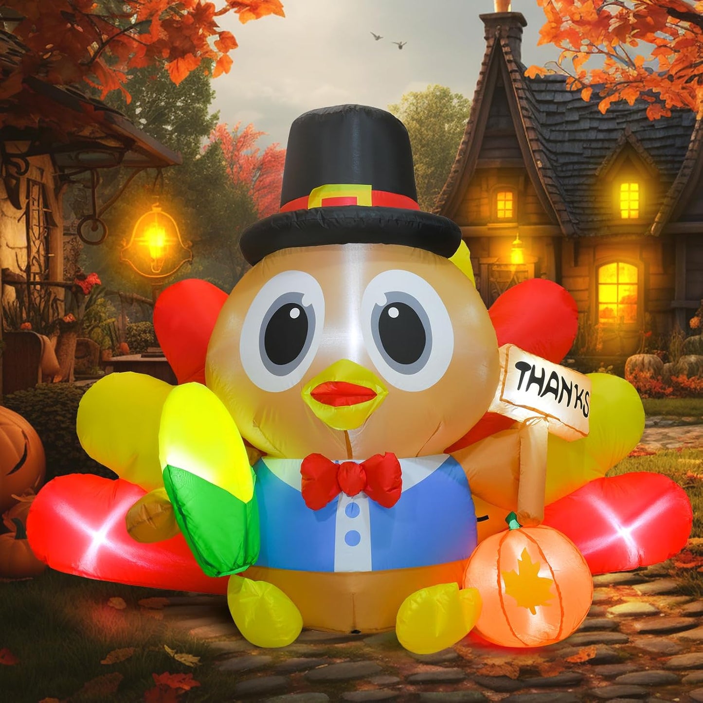 5.3FT Long Inflatable Turkey Outdoor Thanksgiving Decoration