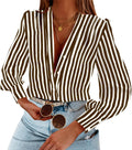 Women's Business Casual Long Sleeve Button Down Blouse (Style F64V)