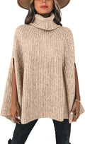 Turtleneck Poncho Sweater - Cozy Chunky Knit Cape for Fall Winter