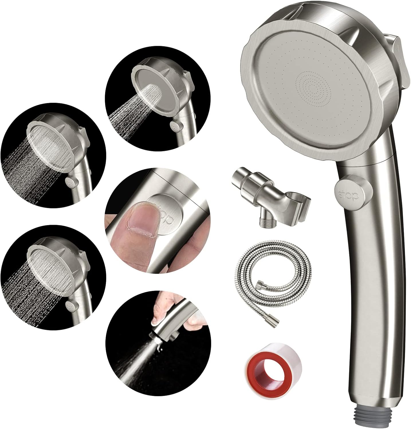 High Pressure Handheld Shower Head with On Off Switch for Comfort