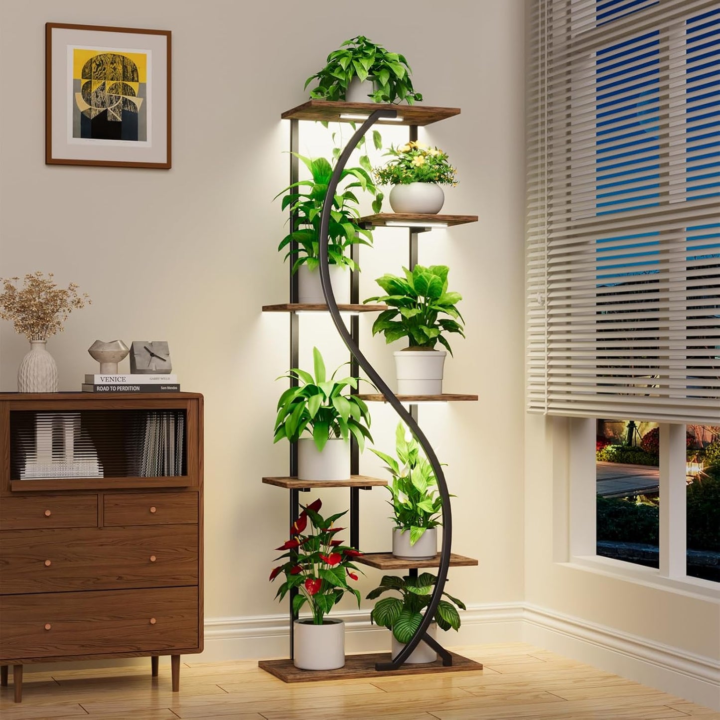 59 Tall Plant Stand with Grow Light for Indoor Gardening