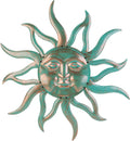 Sun Metal Wall Art Outdoor Decor - 30in Rust Proof Retro Sun Sculpture
