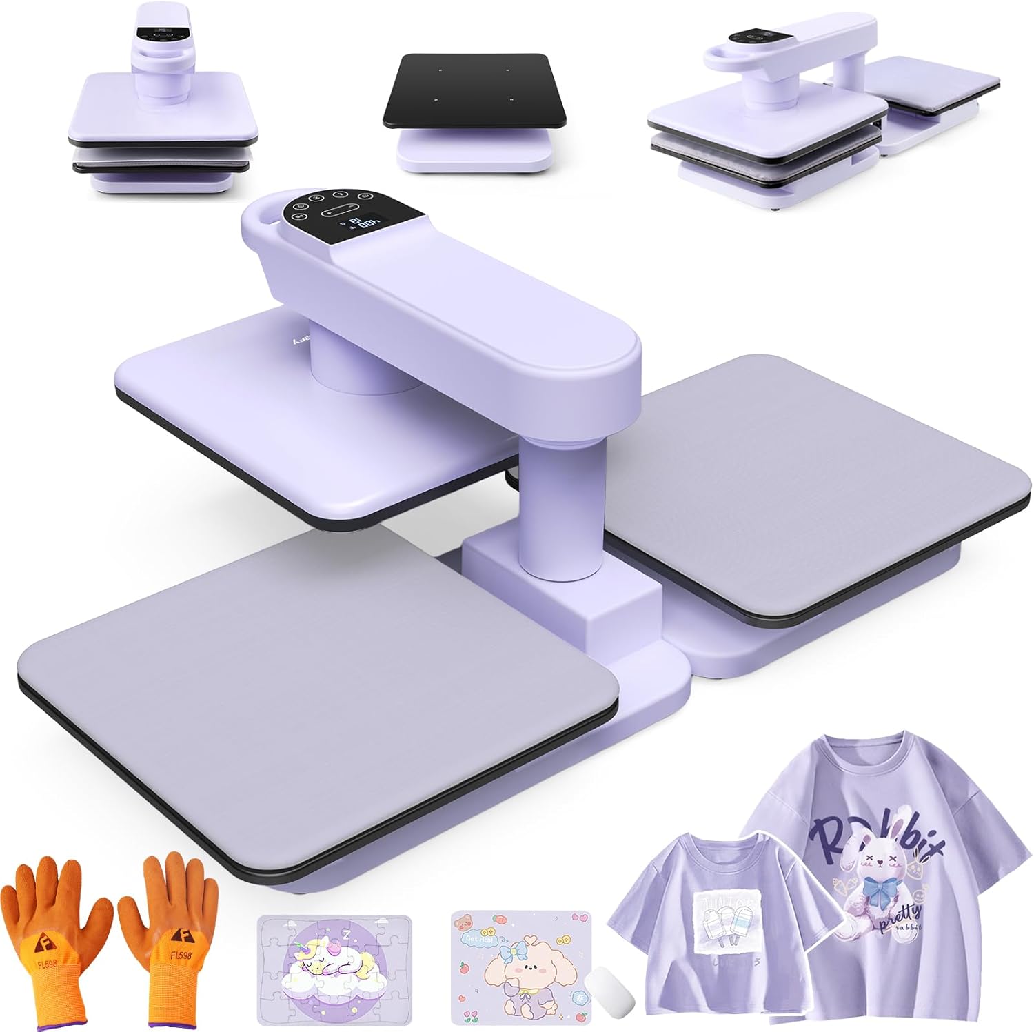 Whubefy 360 Dual Auto Heat Press Machine for T Shirts & Hoodies