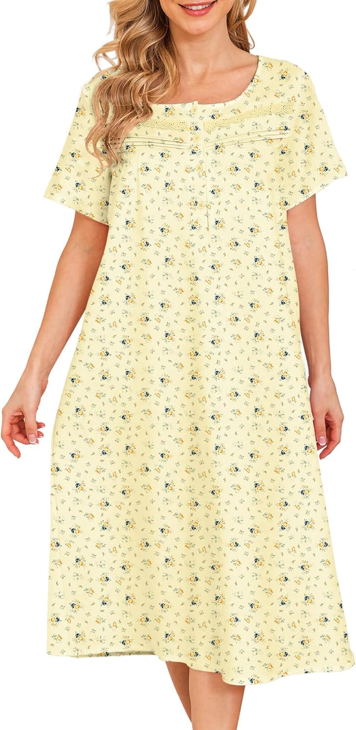 Bloggerlove Nightgowns for Women Soft Cotton Sleepwear S-3XL